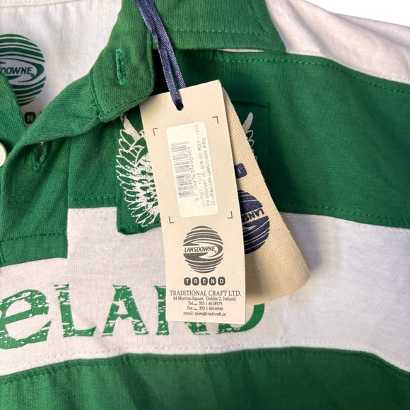 Lansdowne Ireland Kids Green & White Striped Rugby Polo – Sz 11/12 (NWT) - Picture 3 of 11